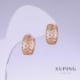 Cercei Xuping cu zirconiu alb, lungime 16 mm, grosime 5 mm, placare aur 18K