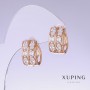 Cercei Xuping cu zircon alb, lungime 18 mm, grosime 9 mm, placare cu aur 18K