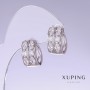 Cercei Xuping cu zirconii albe, lungime 15 mm, grosime 9 mm, placare cu rodiu
