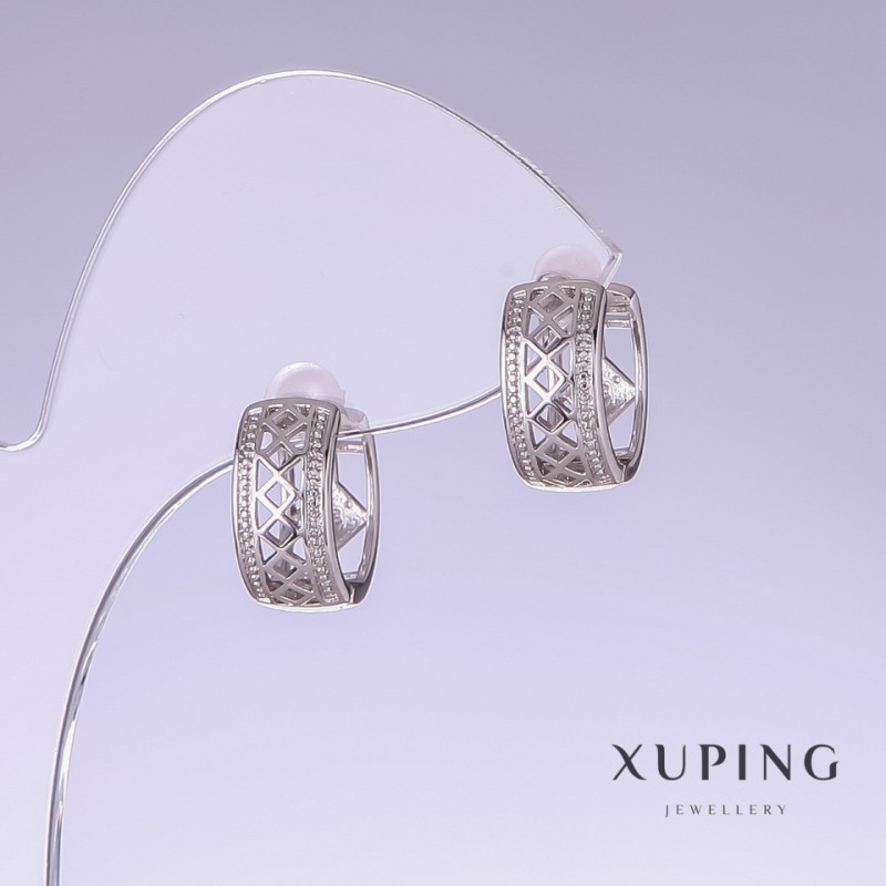Сережки Xuping, довжина 13мм, товщина 7мм родій