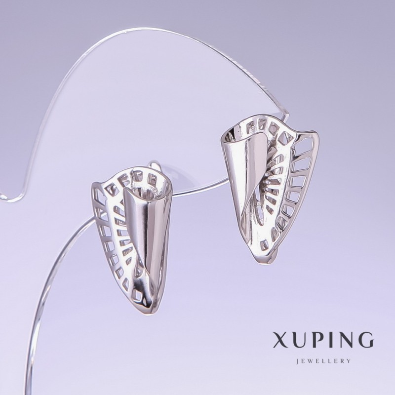Cercei Xuping, lungime 20 mm, grosime 13 mm rodiu