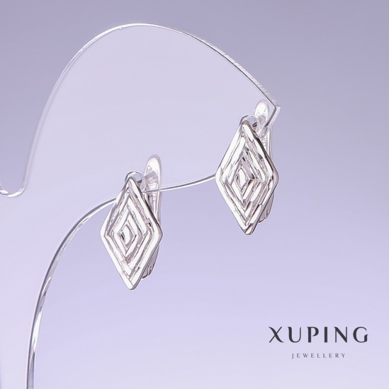 Cercei Xuping, lungime 16 mm, grosime 9 mm, rodiu
