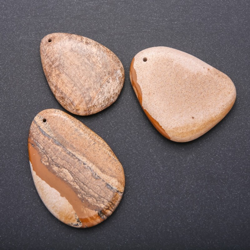 Pandantiv din piatră naturală jasper peisaj – picătură 50×37 mm