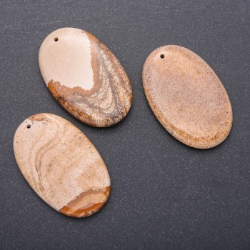 Pandantiv din piatră naturală jasper peisaj oval 35×55 mm