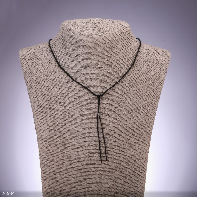 Șnur negru «împletit» pentru gât, diametrul 1,9 mm, lungime 50 cm