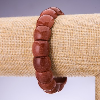 Brățară din aventurină „Nisip de Aur”, zale 15×12 mm, pe elastic, circumferința 20 cm