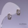 Cercei Xuping cu strasuri albe 11x4 mm, rodiu