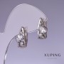 Cercei Xuping cu zirconii albe, 17x8 mm, placare cu rodiu