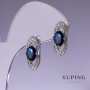 Cercei Xuping cu zirconii albastre 19×8 mm rodiu