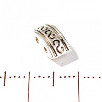 Inserție între mărgele dreptunghiulară, cu profil dublu convex, pentru 2 fire, metal, 10×5 mm, finisaj 20 g, +/- 25 buc.