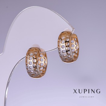 Cercei Xuping «Faguri» 15x7 mm, rodiu, placare cu aur 18K