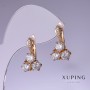 Cercei Xuping cu zirconii albe 11×4,5 mm, placare aur 18K
