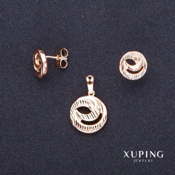 Cercei și pandant Xuping, placare cu aur 18K, 13×15 mm și 12 mm