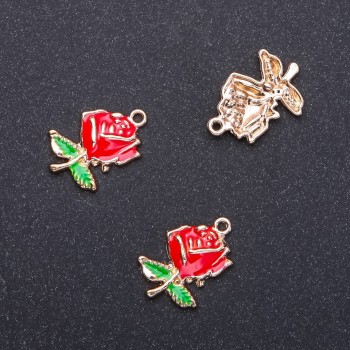 Фурнітура підвіс Роза "золото" емаль, діаметр 17мм L5м in-, діаметр 1, 95мм фасування 6шт. (+ -)