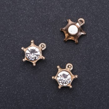 Фурнітура підвіс Корона "золото" з кристалом, діаметр 16мм, довжина 18м in-dмм фасування 8шт. (+ -)