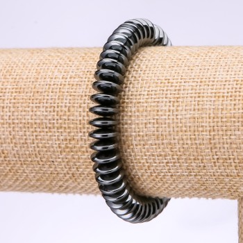 Brățară din hematit cu rondelle plate, diametrul 10×3,5 mm, lungimea 18 cm, pe elastic