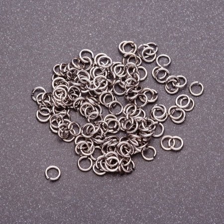 Inel de conectare, diametru de 4 mm, metal cenușiu, ambalaj 25 g