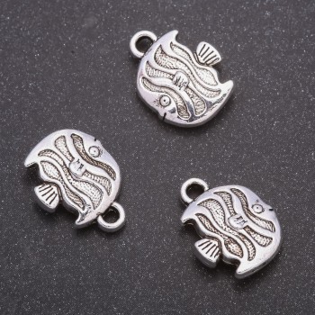 Pandantiv pește din furnitură, diametrul 17x13 mm, greutate aproximativă 20 g, pachet de 8 buc.