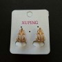 Cercei Xuping, placare cu aur 18K, frunze, cu pietre albe, 17x11 mm