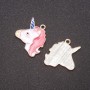 Pandantiv Unicorn emailat, set de 5 bucăți, 25x19mm