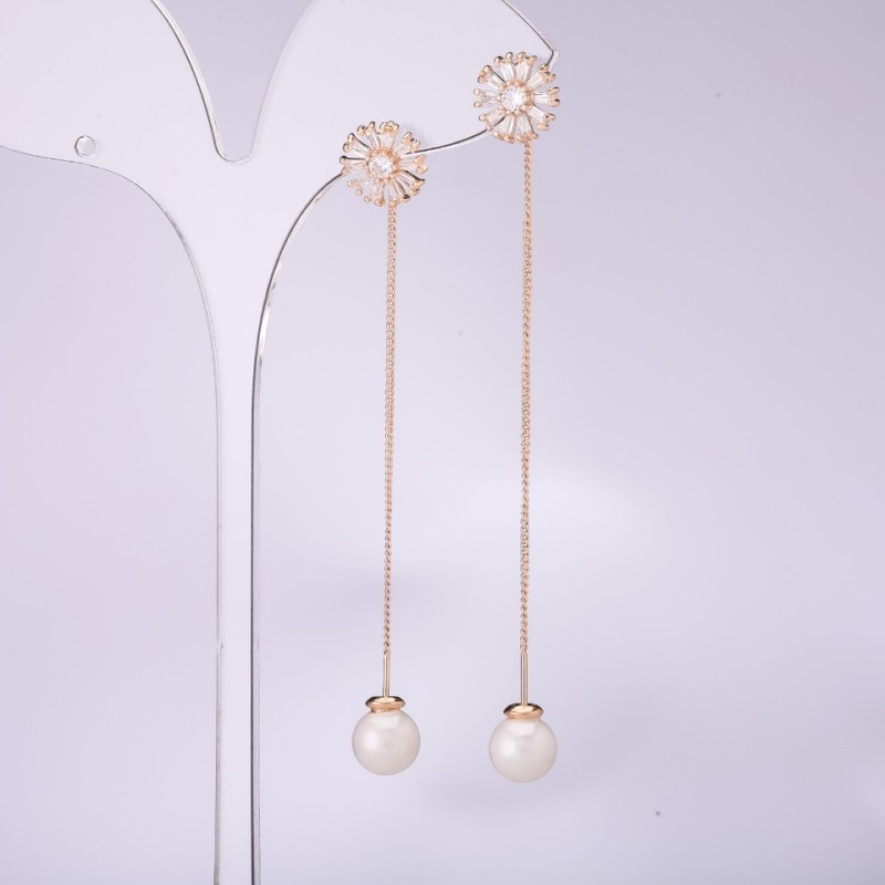Cercei stud lungi, seria 925 Mallorca, grosimea 10 mm, lungimea 80 mm, placare cu aur