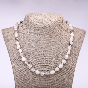 Colier din cuarț rutilit, fațetat, diametru 6–8 mm, lungime 48 cm