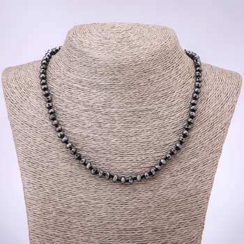 Colier din hematit fațetat, mărgele rondelle, diametrul 6×4 mm, lungime 45 cm