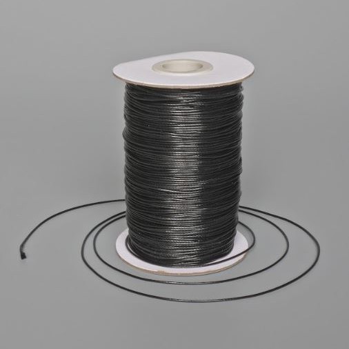 Șnur cerat negru pentru lucrări manuale, diametrul de 1 mm, lungime 150 m, bobină