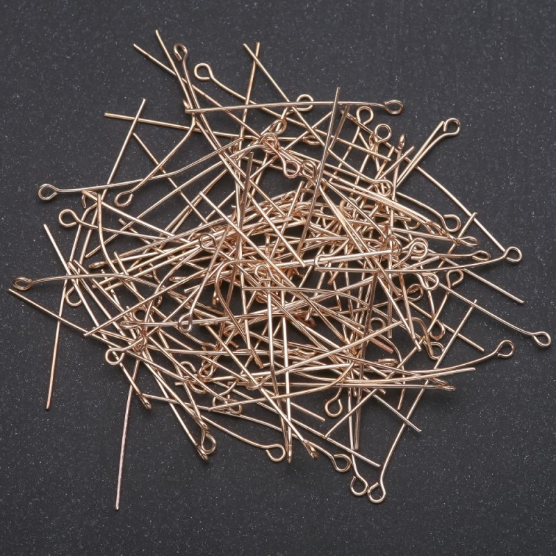 Pin cu buclă pentru bijuterii, lungime 40 mm, culoare metal galben, 1 kg