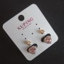 Cercei Xuping Inimi cu strasuri roz, 20x10 mm, placare cu aur 18K, rodiu