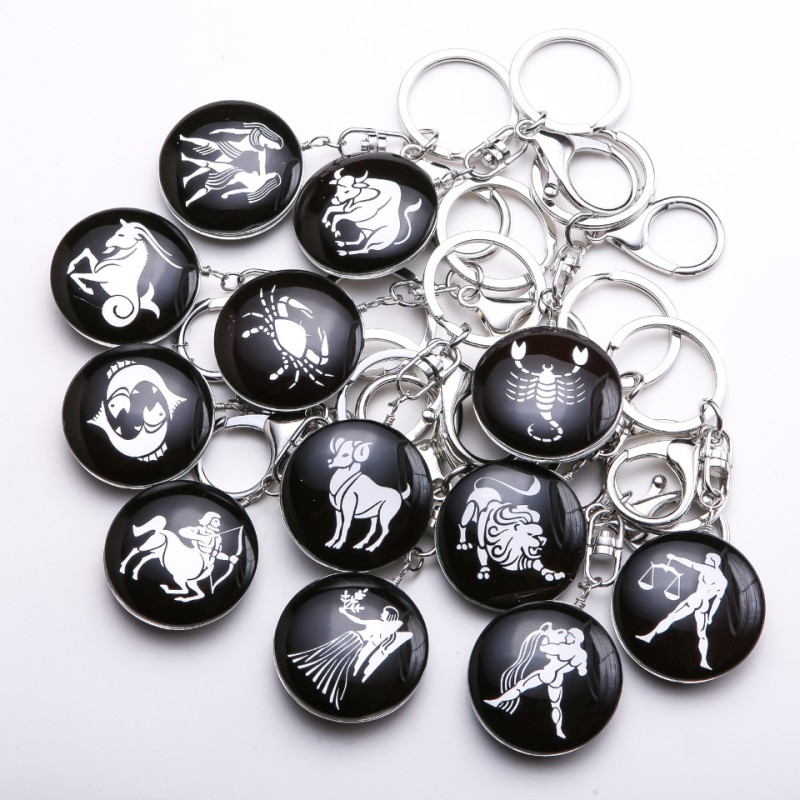 Breloc Zodiac, diametrul 3,5 cm, lungime 9 cm, ambalare 12 buc.