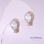 Cercei Xuping cu pietre albe, 17x10 mm, placare aur 18K