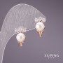Cercei Xuping cu perle Mallorca, 16x10 mm, placare cu aur de 18K