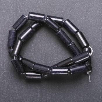 Mărgele din piatră naturală Aventurin Albastru Nisip Noaptea Cairo, pe șnur, cilindru, diametrul 8×17 mm, lungime 40 cm