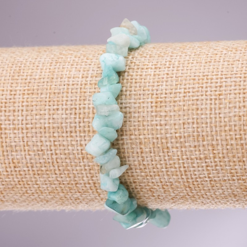 Brățară din amazonit, granule mici pe elastic, diametrul 5-8 mm, lungimea 18 cm