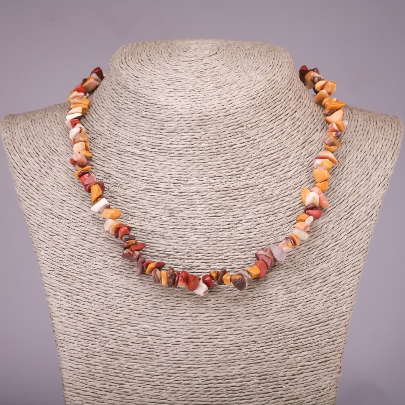 Colier din jasper Mukait, mărgele, diametrul 5–8 mm, lungimea 42–48 cm