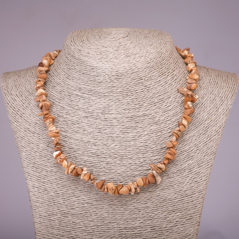 Colier din piatră naturală jasper peisaj – granule de 5-8 mm, lungime 42-48 cm