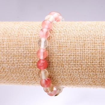 Brățară din calcedon, biluțe netede, diametrul 8 mm, lungimea 18 cm