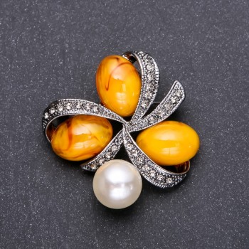 Broșă «Chihlimbar» 45×45 mm, metal gri