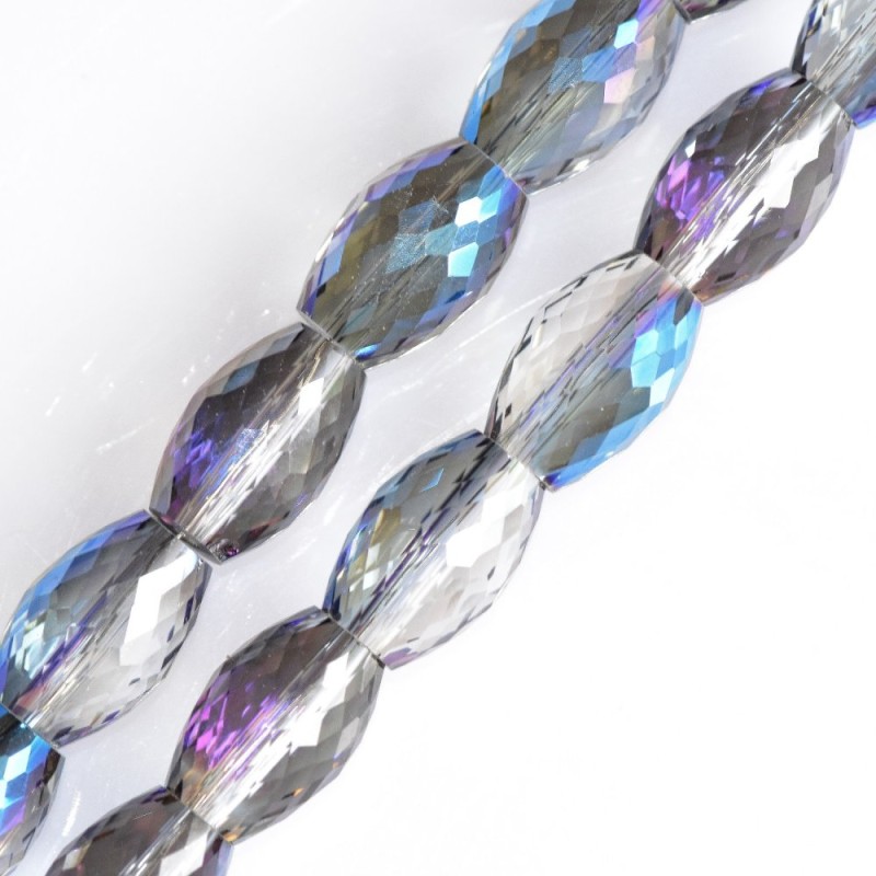 Mărgele de cristal albastre tăiate cu acoperire, diametrul 8×12 mm, pe șnur, lungime 70 cm