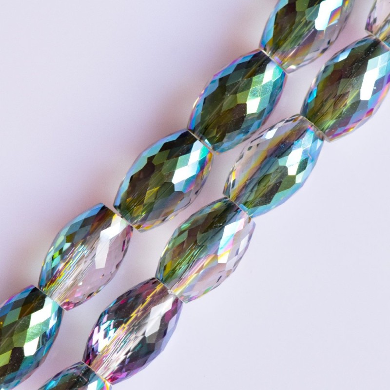 Mărgele de cristal tăiate, transparente, cu luciu irizat, diametrul 8×12 mm, șir de 70 cm