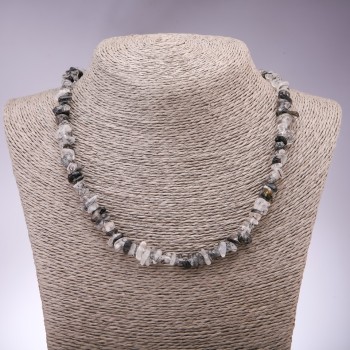 Colier din cuarț rutilit 'păr', granule, diametrul 7 mm, lungimea 45 cm