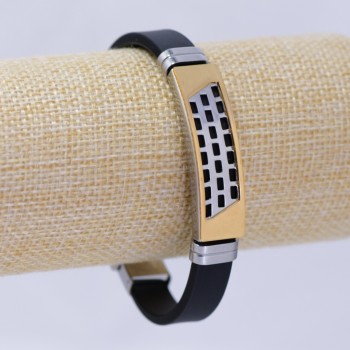 Brățară de cauciuc cu placă din oțel, grosime 10 mm, lungime 21 cm