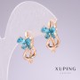 Cercei Xuping placare cu aur 18K cu pietre albastre, 20x11 mm