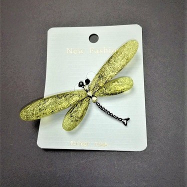 Broșă fluture cu cristale 70x30 mm, metal gri