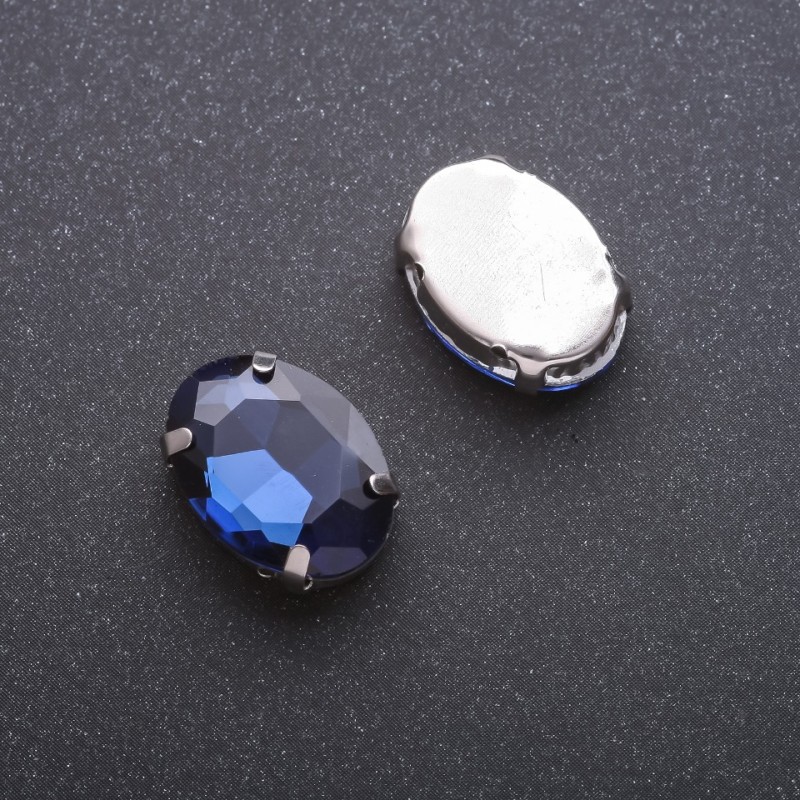 Preț pentru pachet/10 buc. Cristal cusut în montură ovală 13×18 mm, albastru