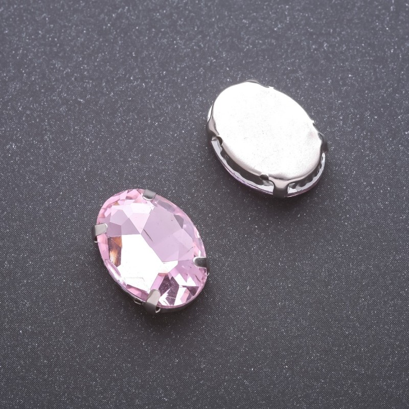 Preț pentru pachet / 10 bucăți. Cristal cusut cu cap oval 13×18 mm, roz