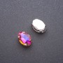 Preț per pachet / 10 bucăți. Cristal oval cusut în știft 10×14 mm, violet-galben