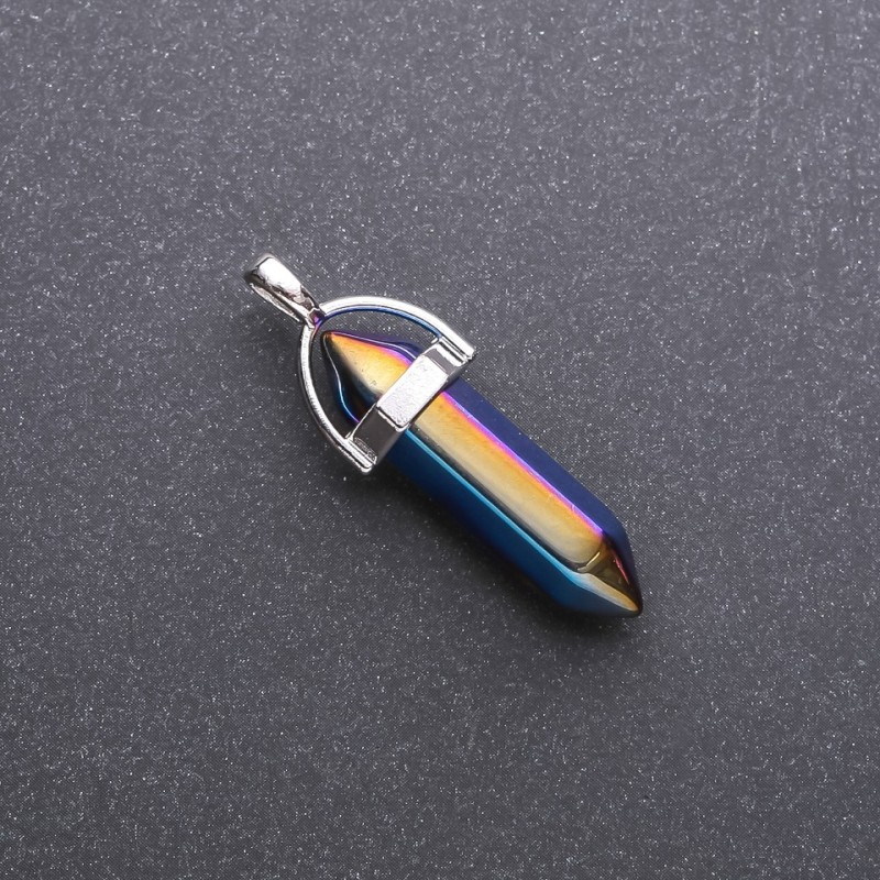 Pandantiv hexagonal albastru «benzină» 8×35×40mm