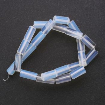 Mărgele cilindrice din piatră lunară sintetică, diametrul 8×16 mm, lungime 38 cm